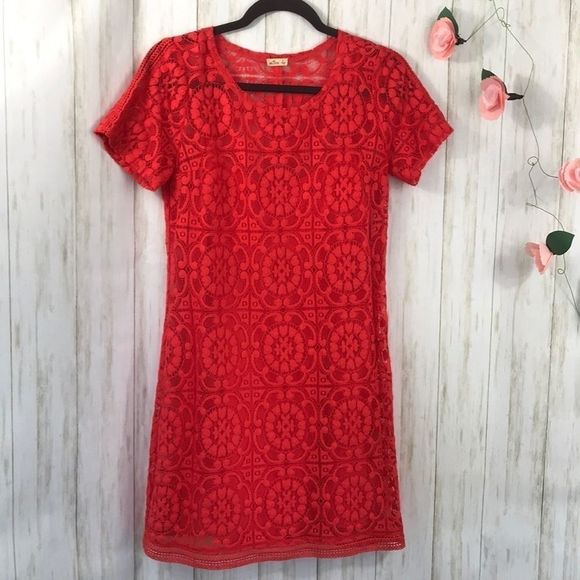 Hollister Dresses & Skirts - Hollister red lace dress. Size M.